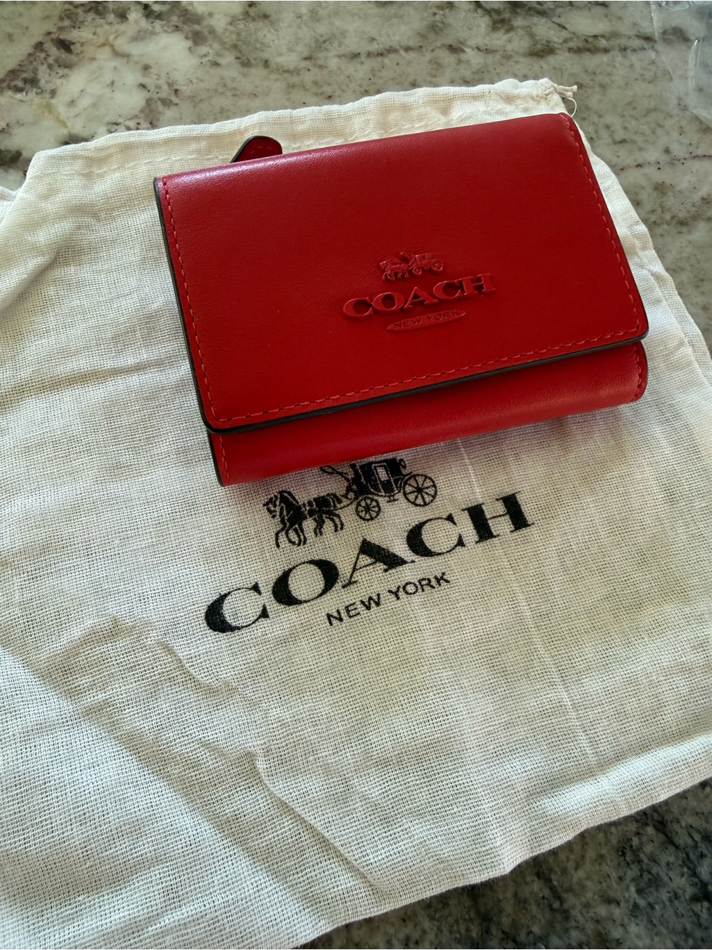 Coach Red Leather Compact Wallet Nwot